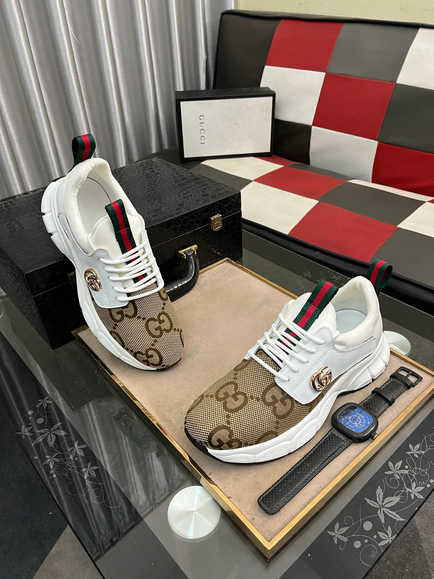 Men's shoes 💰440⌚️⌚️ (GUCCI-Gucci) luxury brand sports and casual shoes, imported original material, sheepskin lining, high-end and comfortable, original outsole is light and wear-resistant! Purely handmade, details determine quality! 38-443️⃣colors available